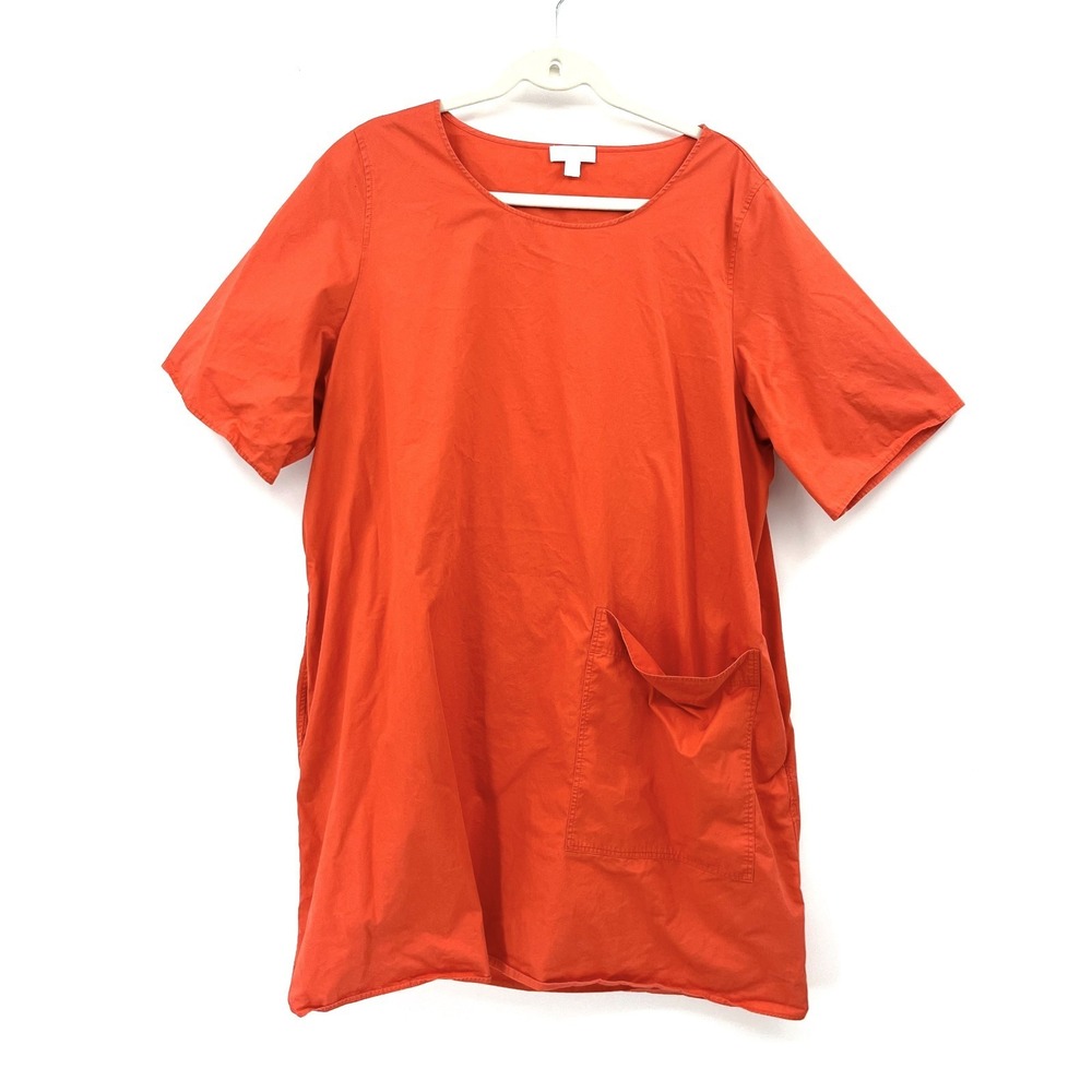 Cos lagenlook minimalist dopamine Orange Short sleeve shift fit mini dress L